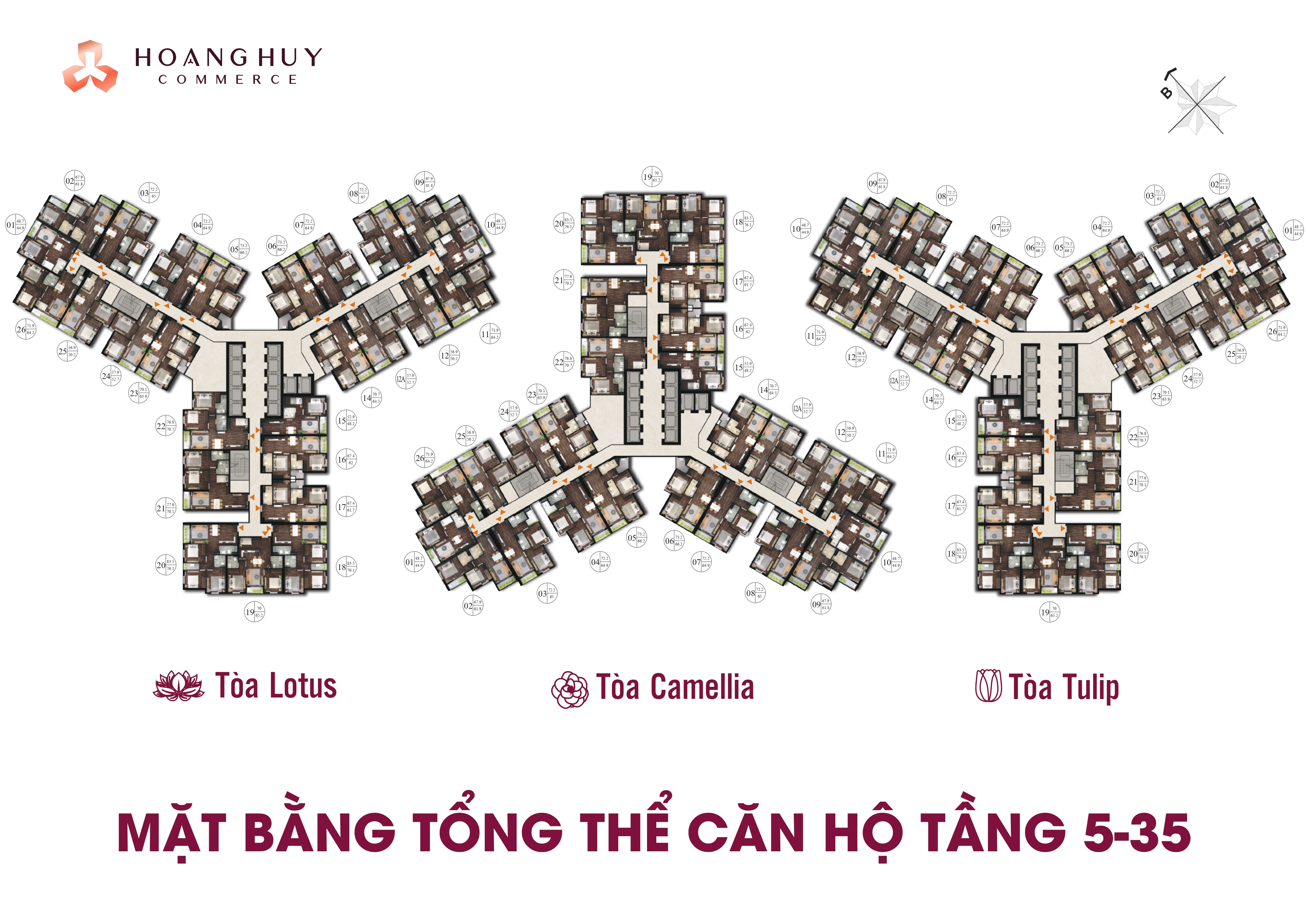 Mặt bằng tổng thể tầng 5-35 Hoàng Huy Commerce H1