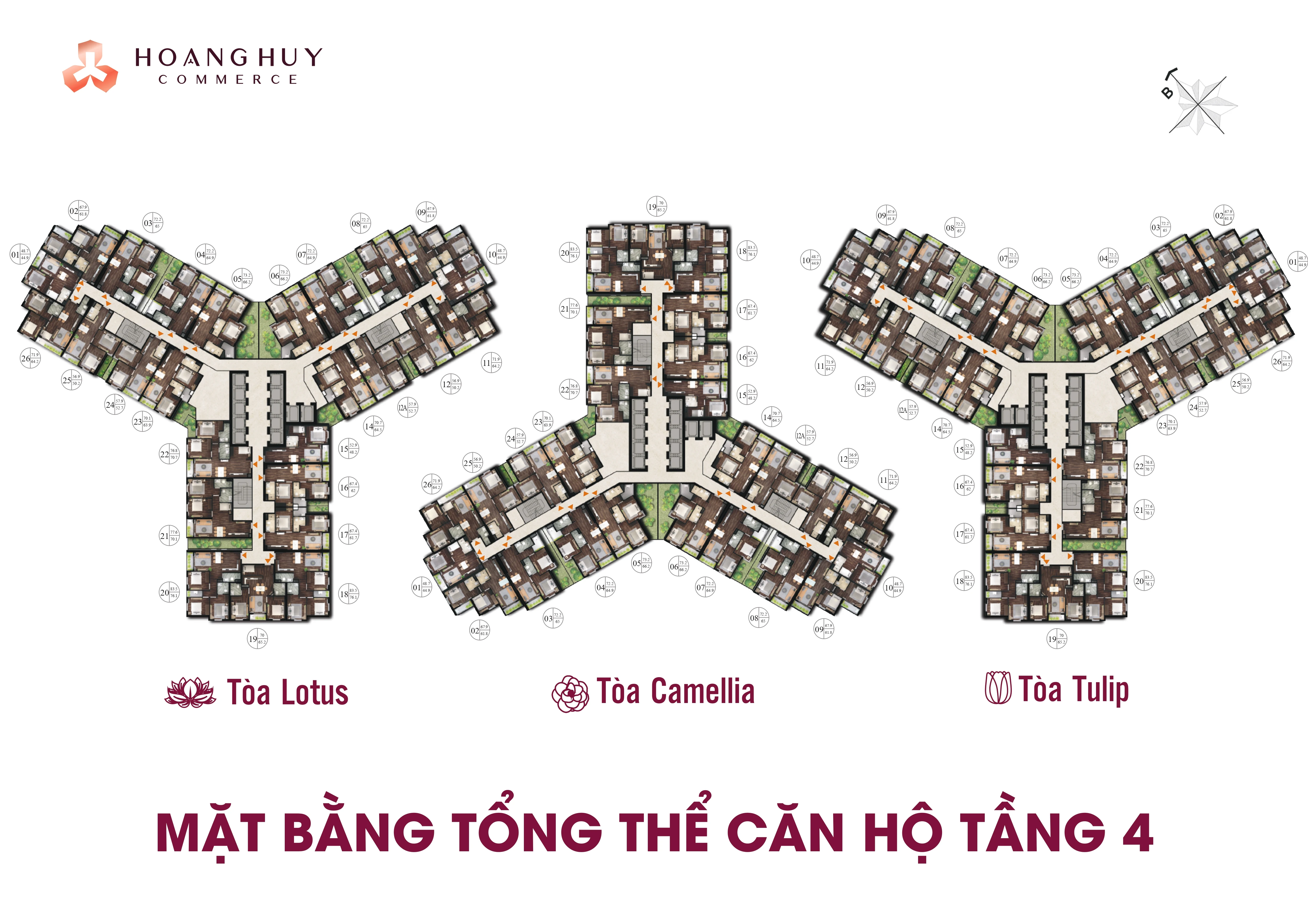 Mặt bằng tổng thể tầng 4 Hoàng Huy Commerce H1