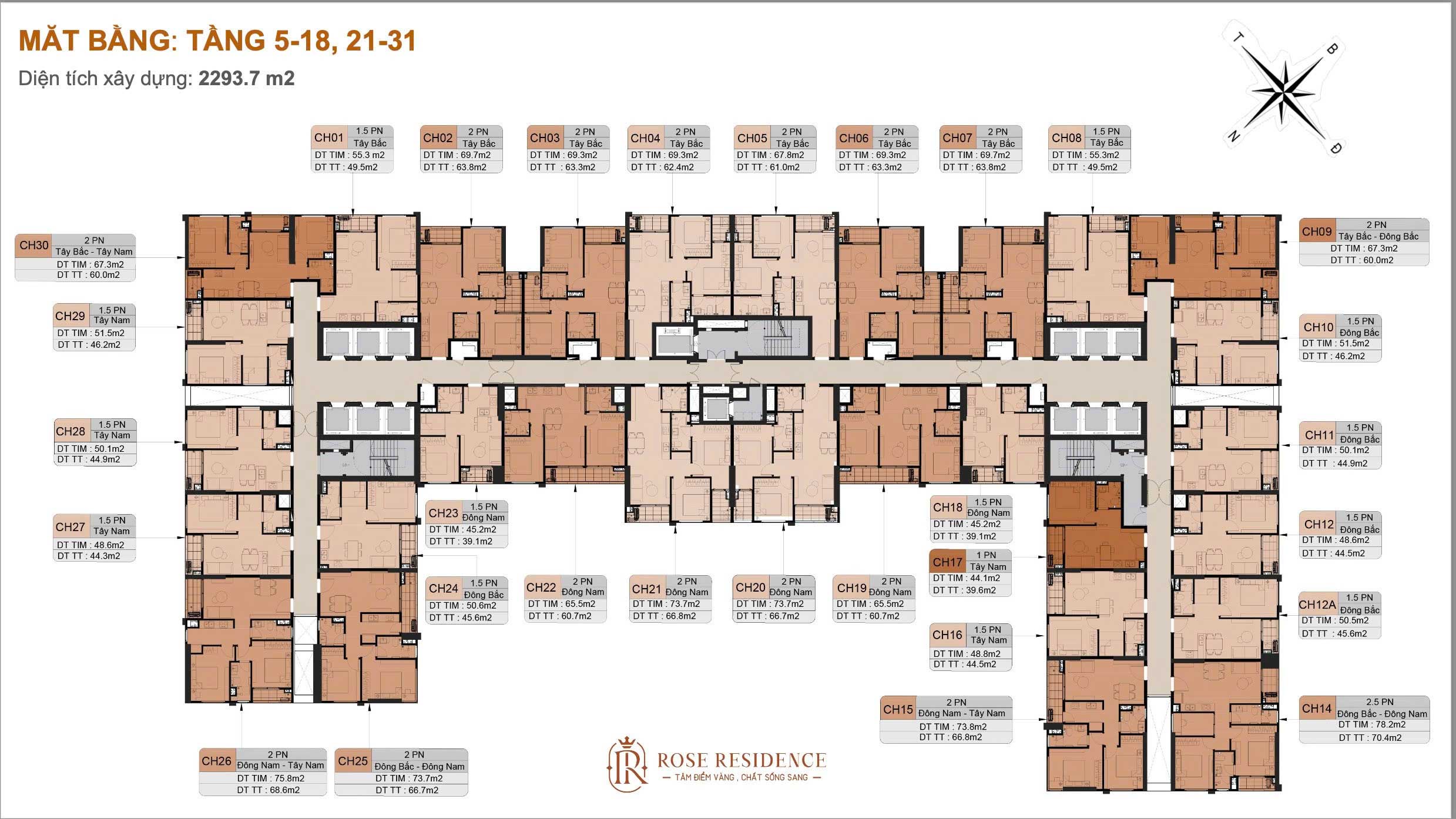 Mặt bằng tổng thể Rose Residence Hoàng Huy Commerce