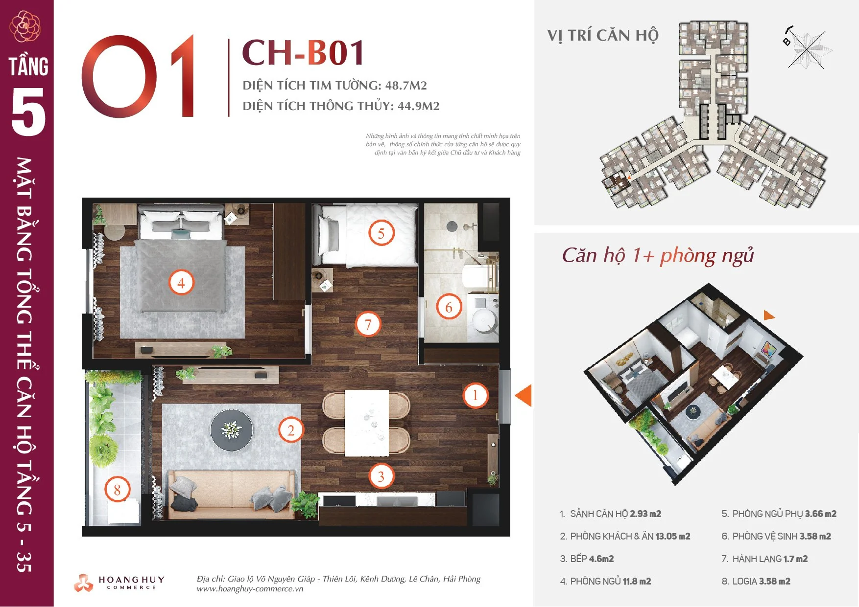 Mặt bằng căn hộ tháp Camellia Hoàng Huy Commerce