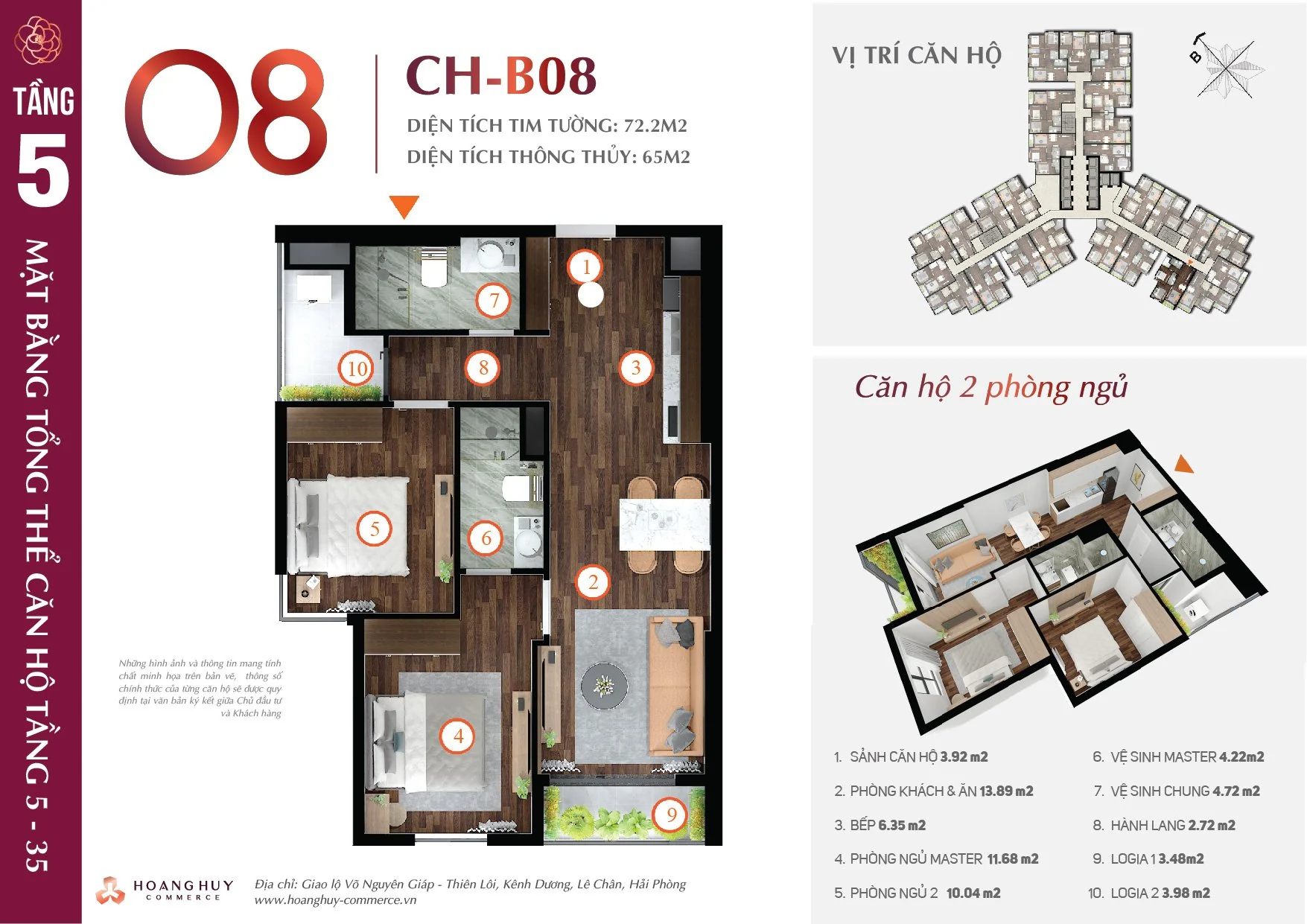 Thiết kế căn hộ Camellia mã 8 Hoàng Huy Commerce H1
