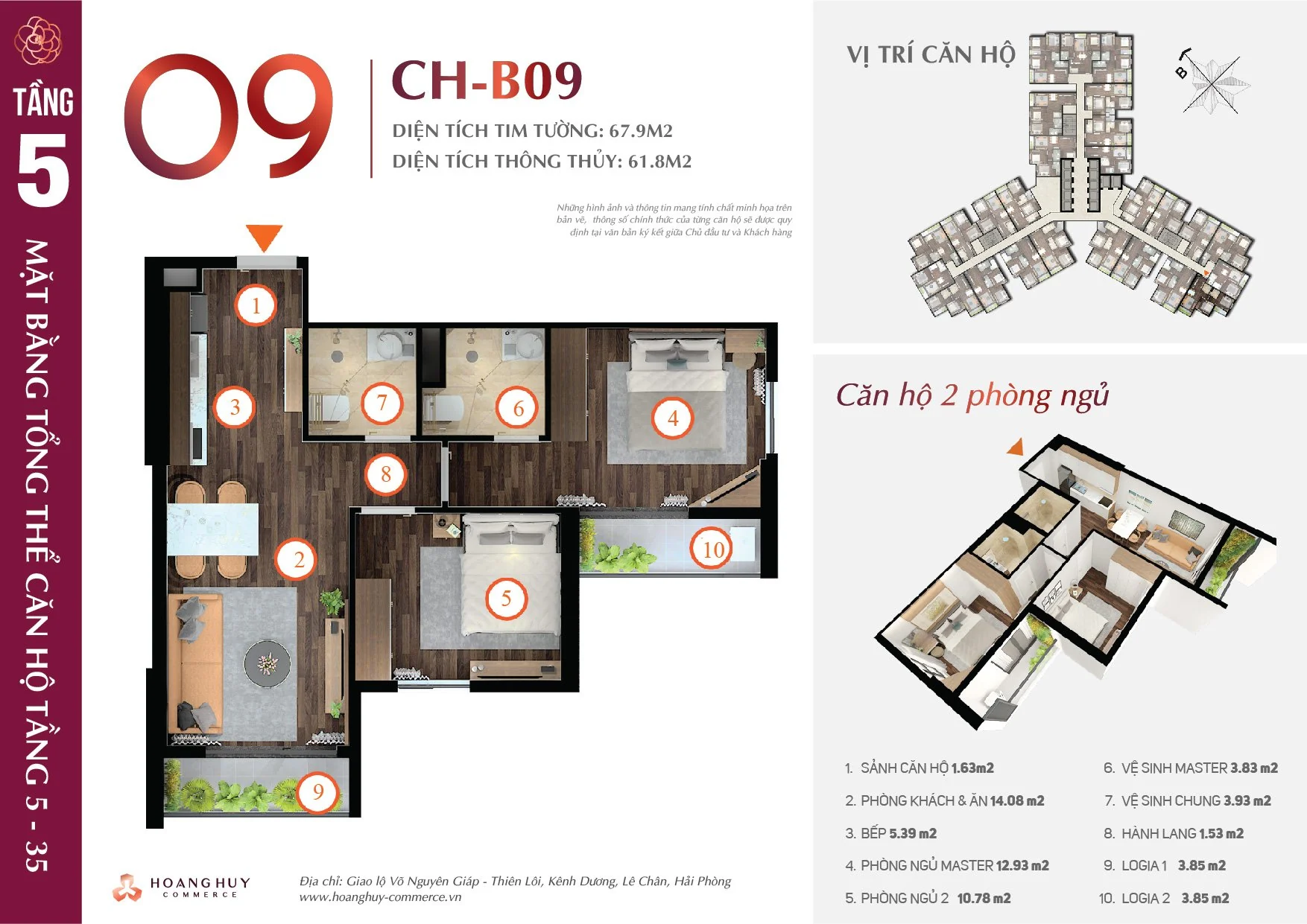Thiết kế căn hộ Camellia mã 9 Hoàng Huy Commerce H1