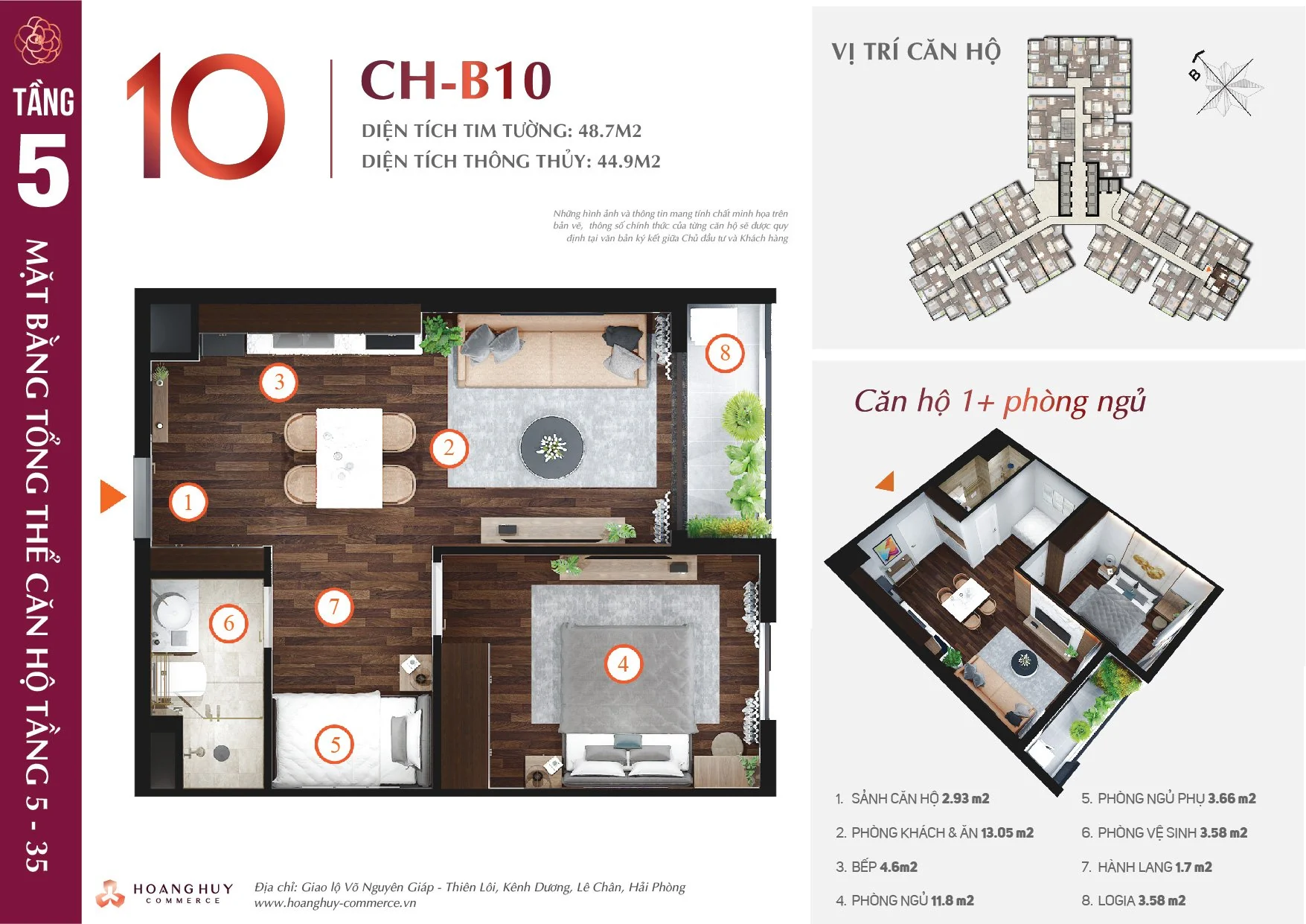Thiết kế căn hộ Camellia mã 10 Hoàng Huy Commerce H1