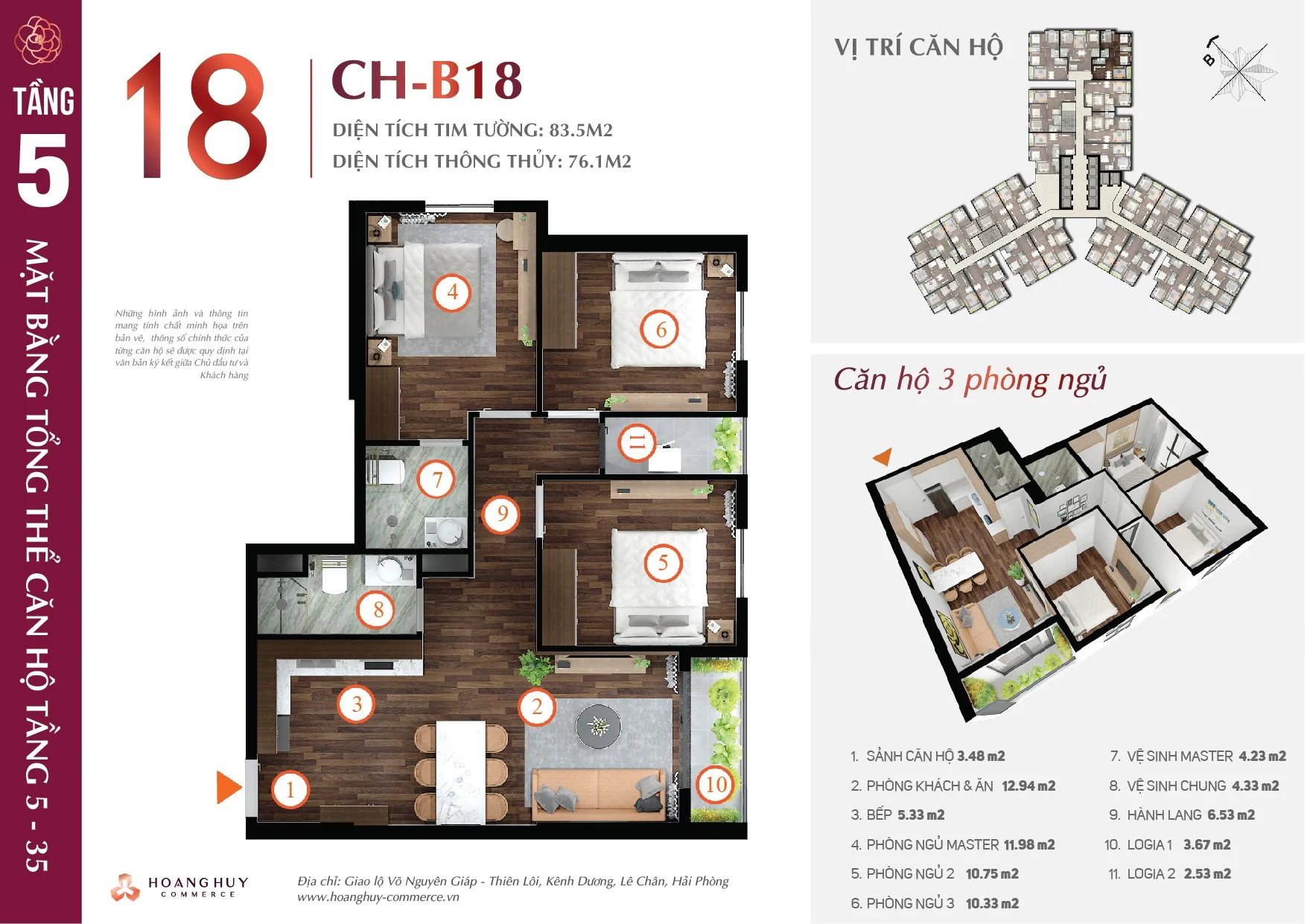 Thiết kế căn hộ Camellia mã 18 Hoàng Huy Commerce H1