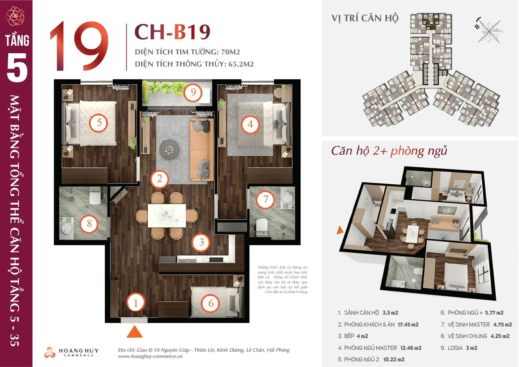 Thiết kế căn hộ Camellia mã 19 Hoàng Huy Commerce H1