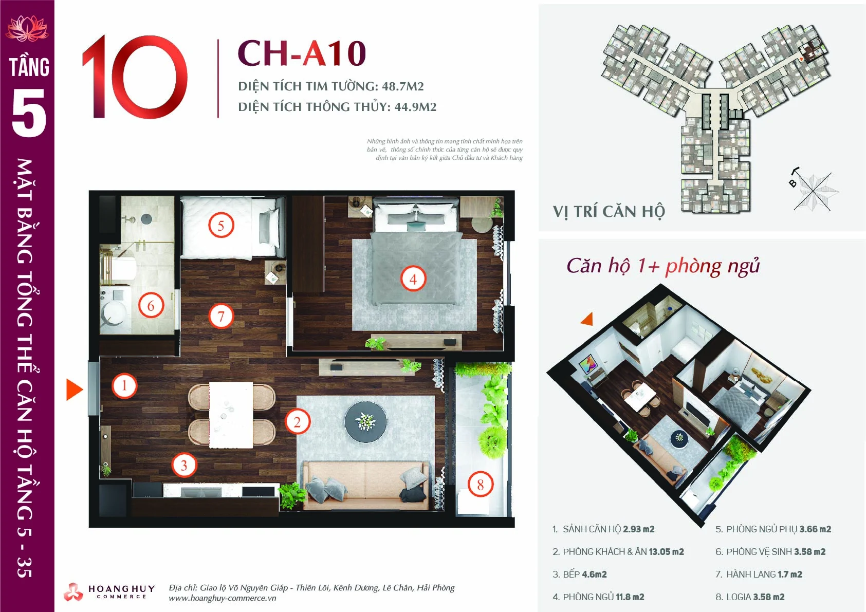 Thiết kế căn hộ Lotus mã 10 Hoàng Huy Commerce H1