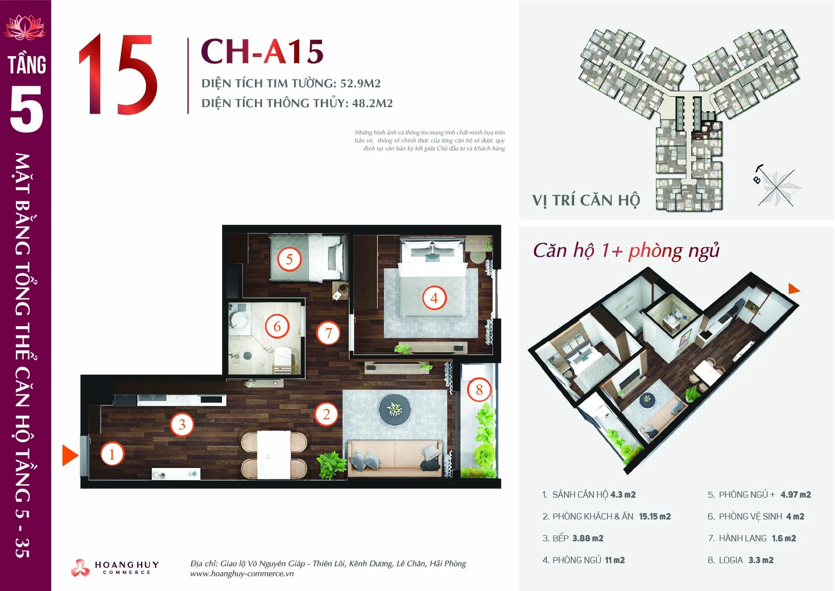 Thiết kế căn hộ Lotus mã 15 Hoàng Huy Commerce H1
