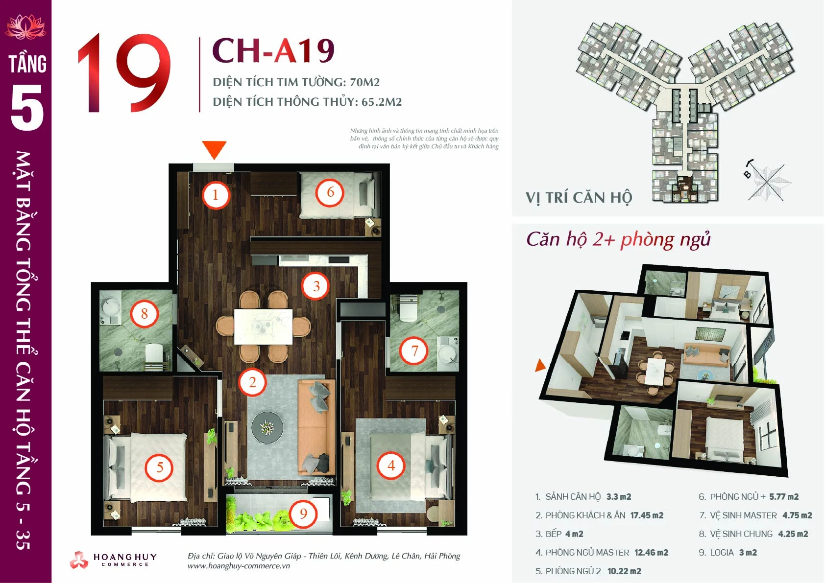 Thiết kế căn hộ Lotus mã 19 Hoàng Huy Commerce H1