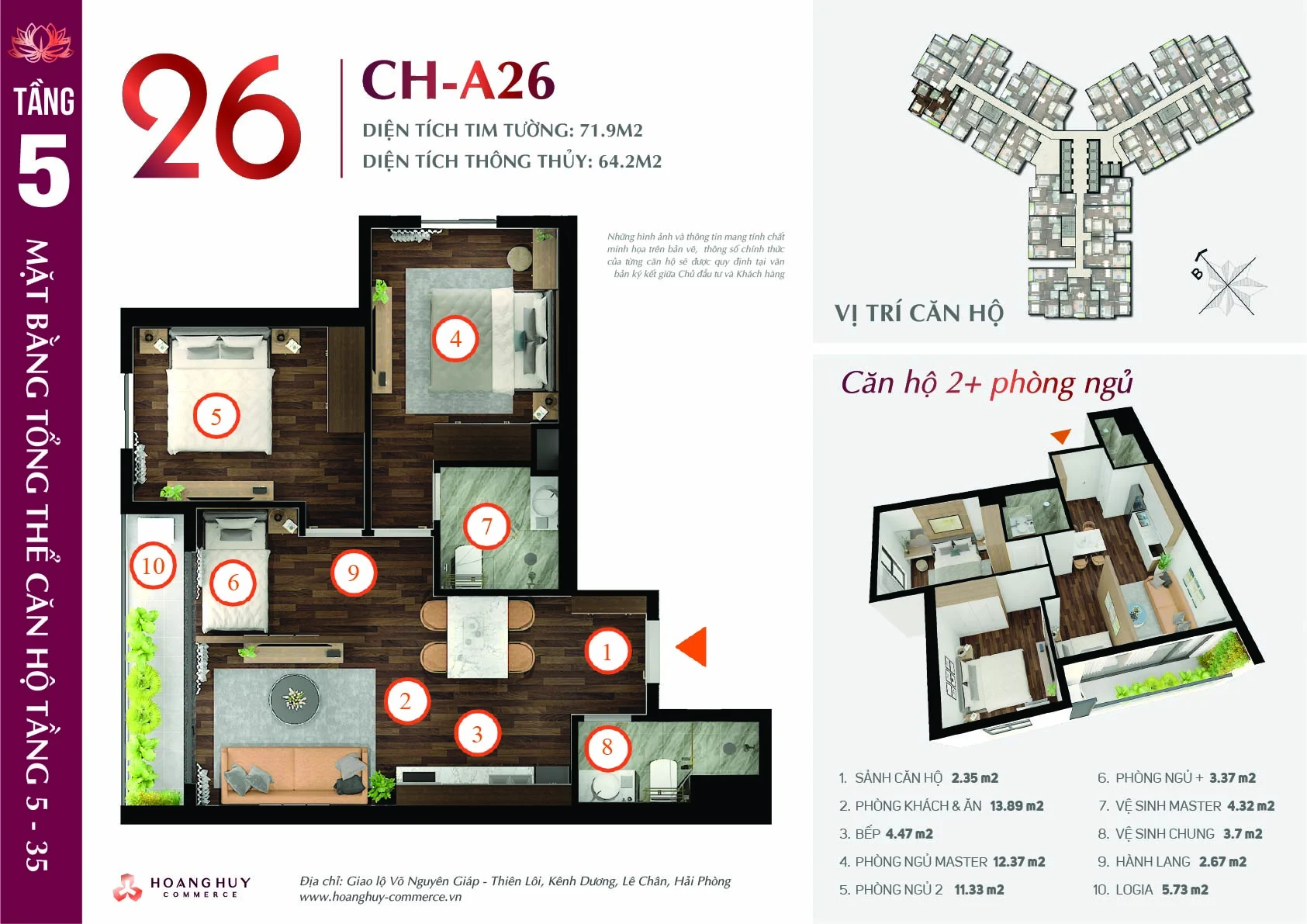 Thiết kế căn hộ Lotus mã 26 Hoàng Huy Commerce H1