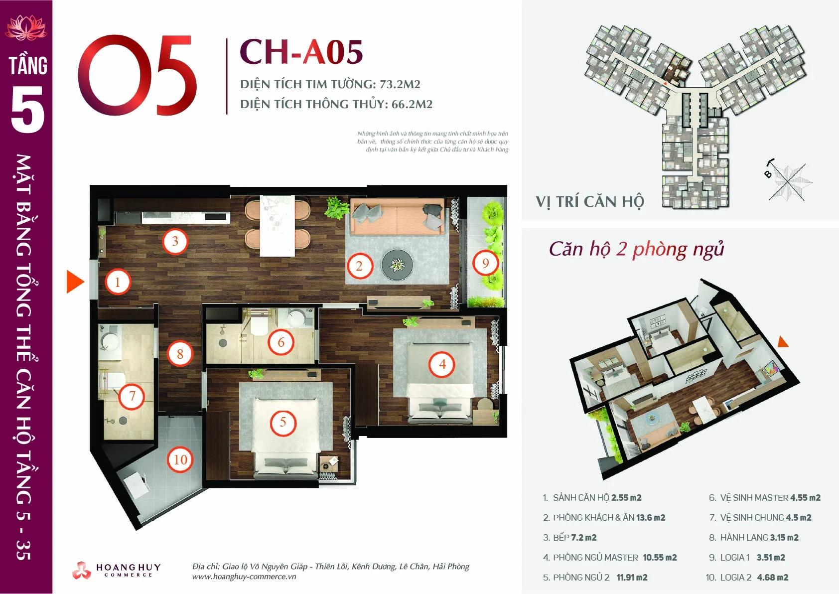 Thiết kế căn hộ Lotus mã 5 Hoàng Huy Commerce H1