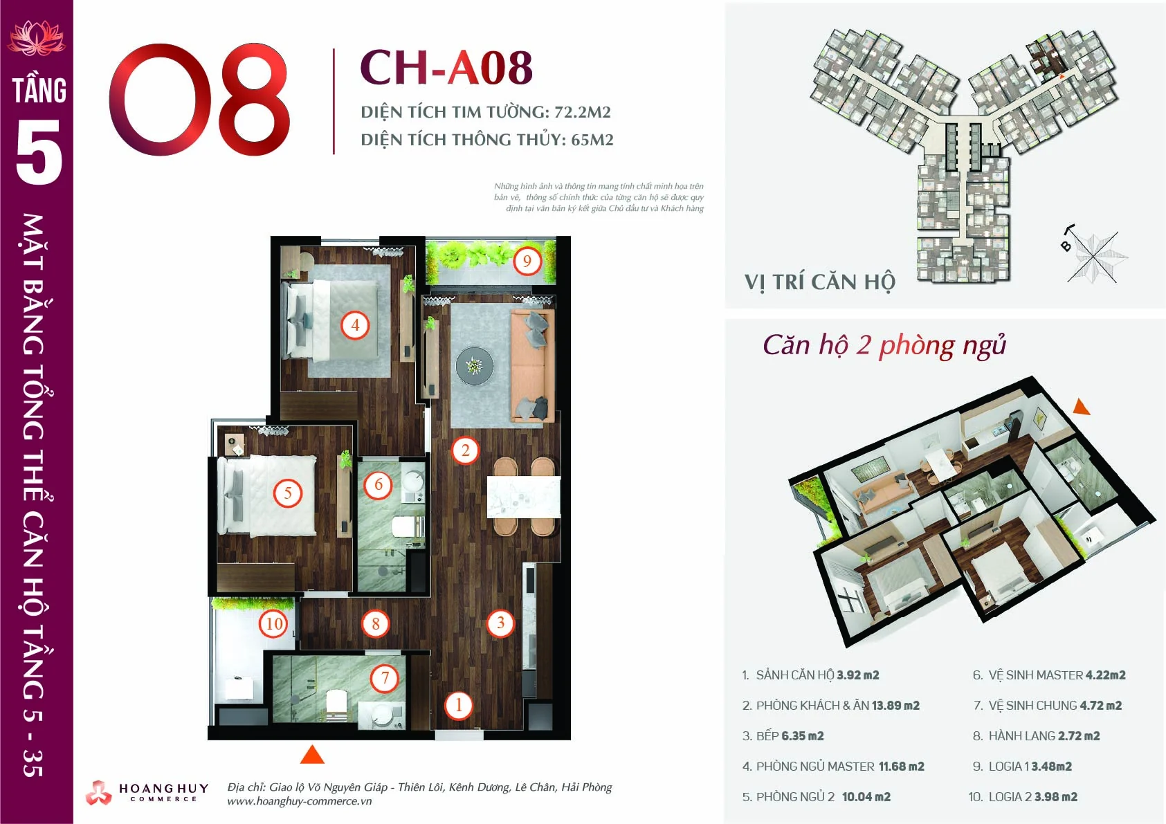 Thiết kế căn hộ Lotus mã 8 Hoàng Huy Commerce H1