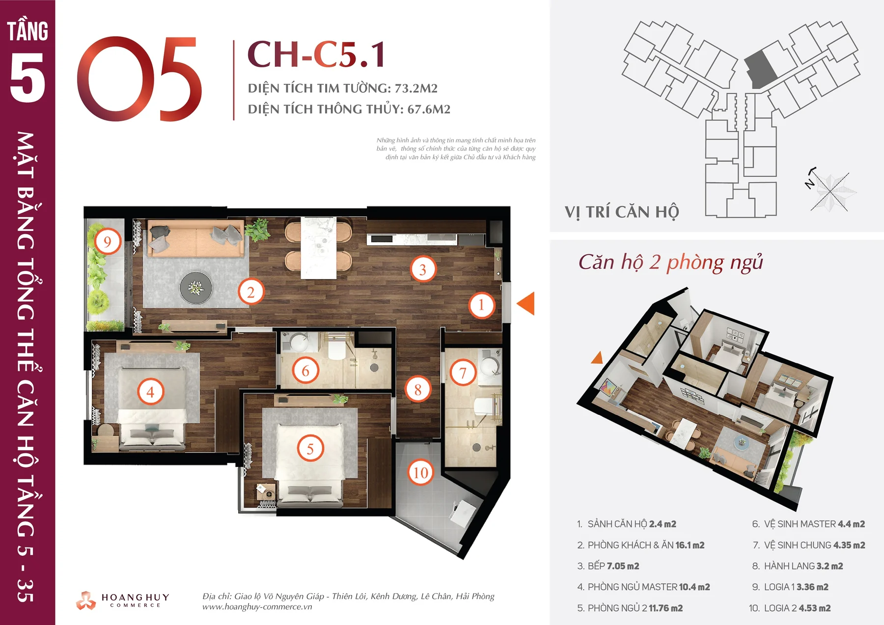 Thiết kế căn hộ Tulip mã 5 Hoàng Huy Commerce H1