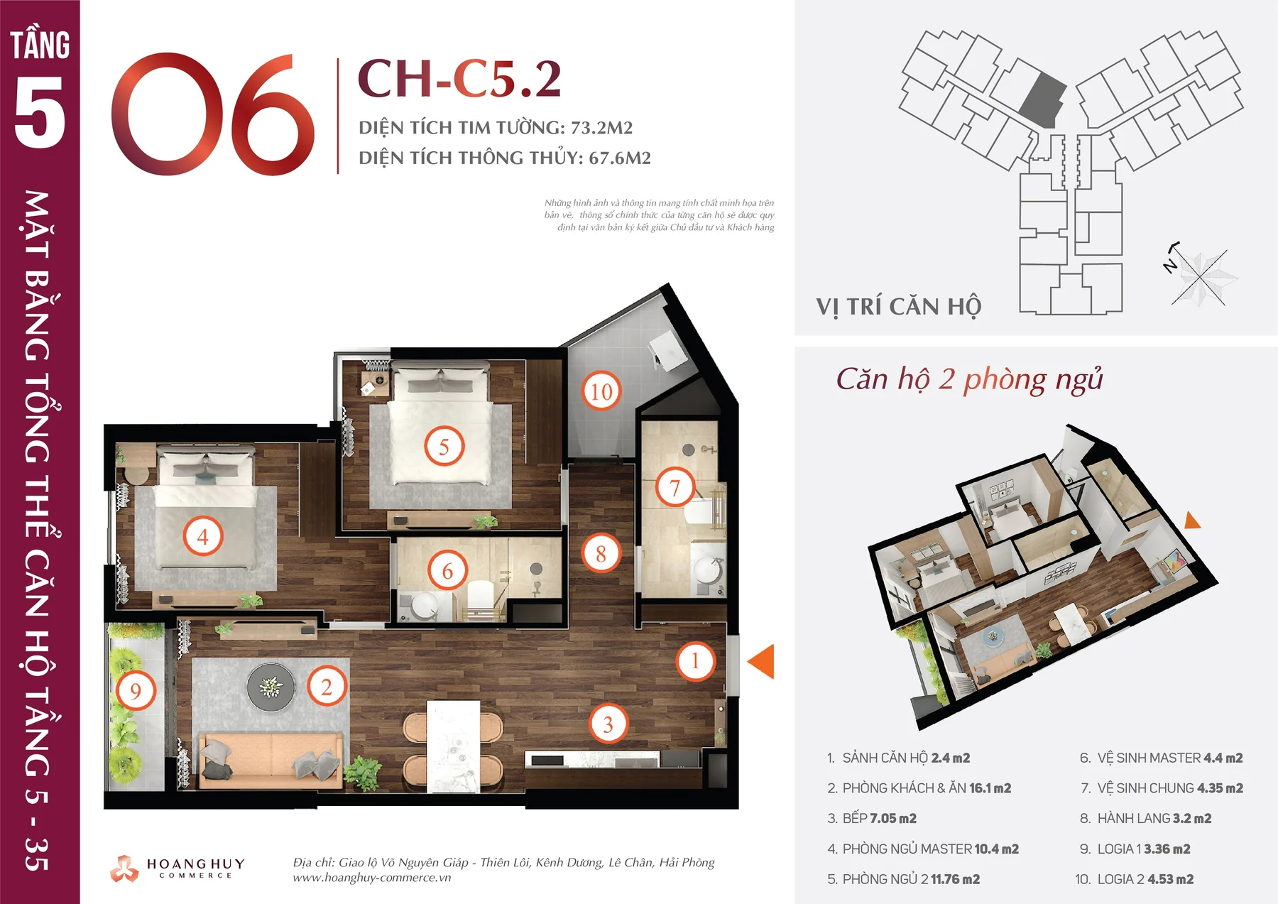 Thiết kế căn hộ Tulip mã 6 Hoàng Huy Commerce H1