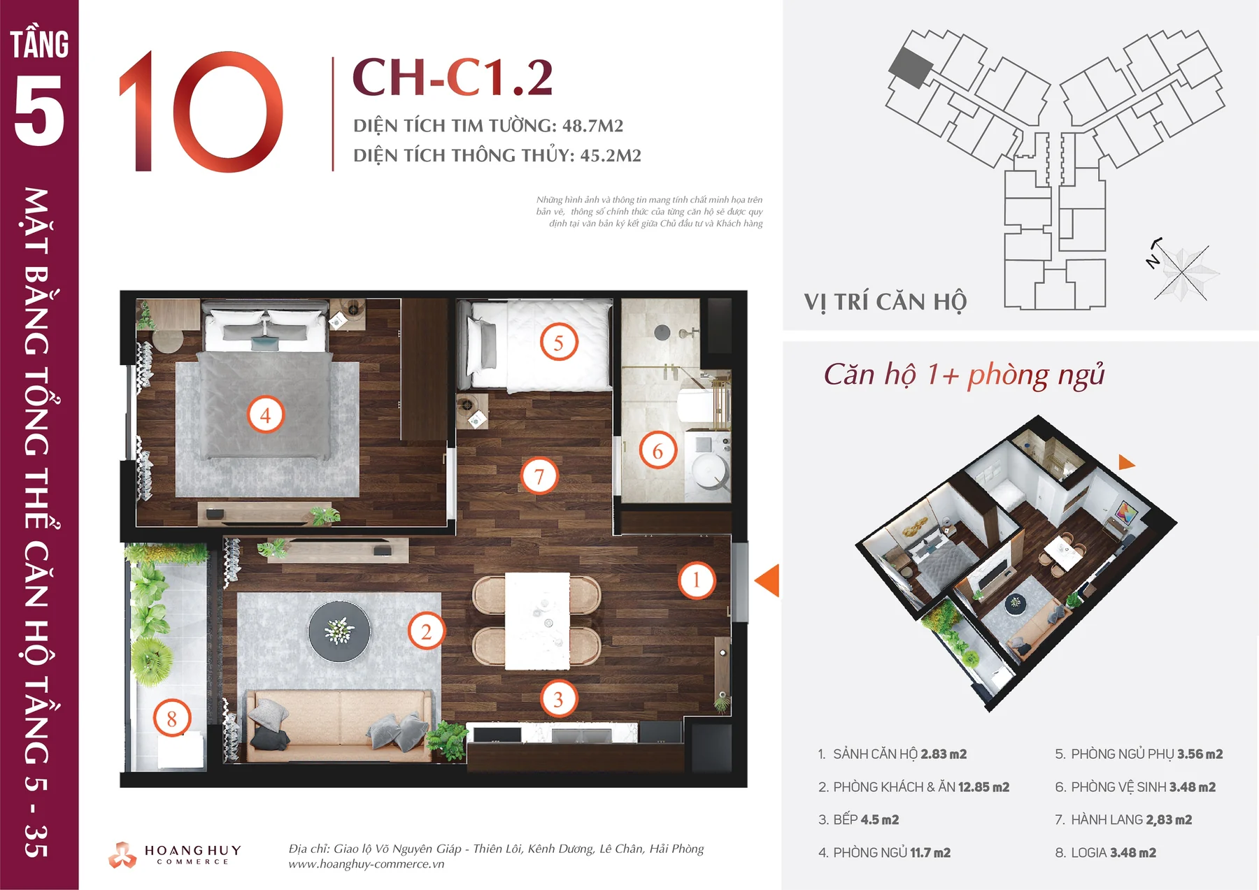 Thiết kế căn hộ Tulip mã 10 Hoàng Huy Commerce H1