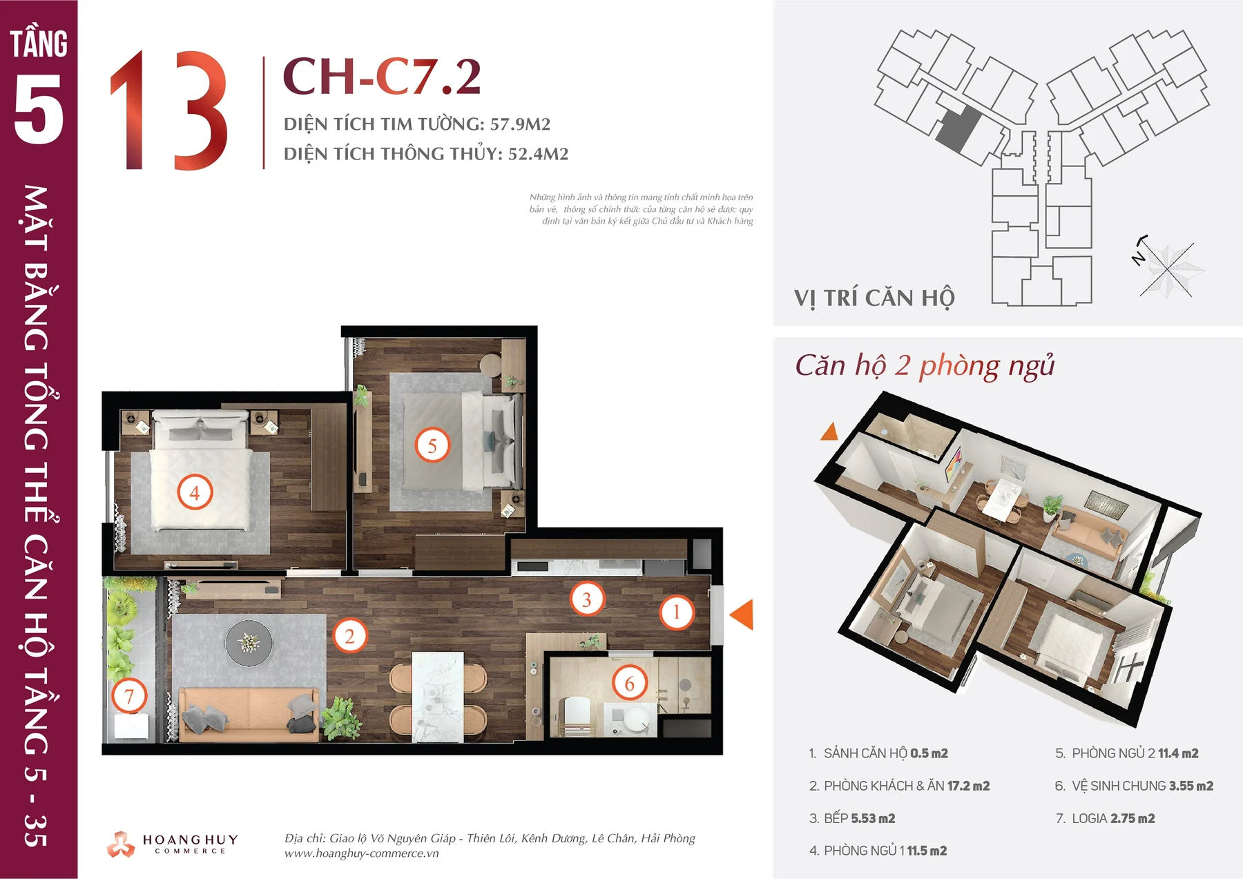Thiết kế căn hộ Tulip mã 13 Hoàng Huy Commerce H1