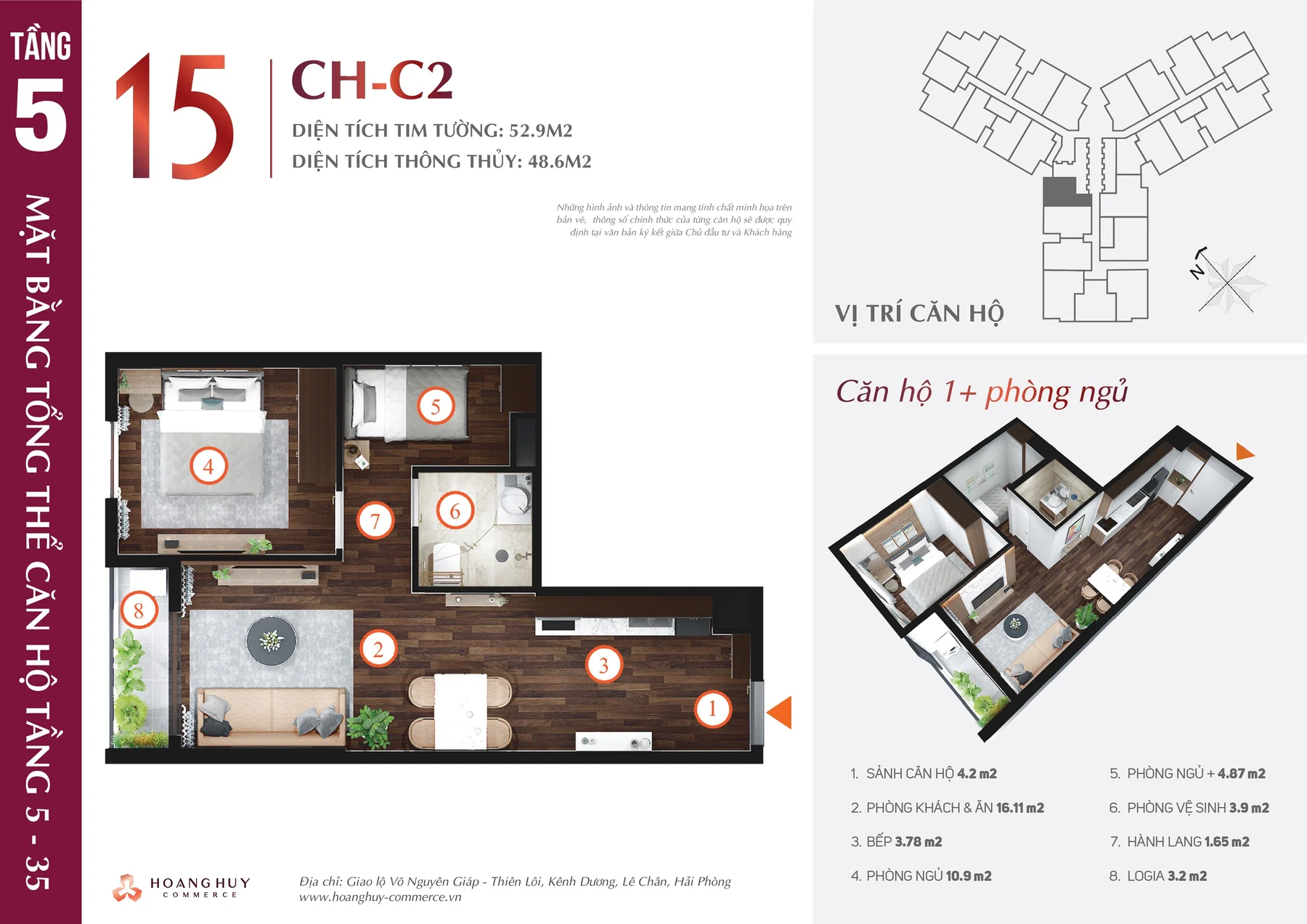 Thiết kế căn hộ Tulip mã 15 Hoàng Huy Commerce H1